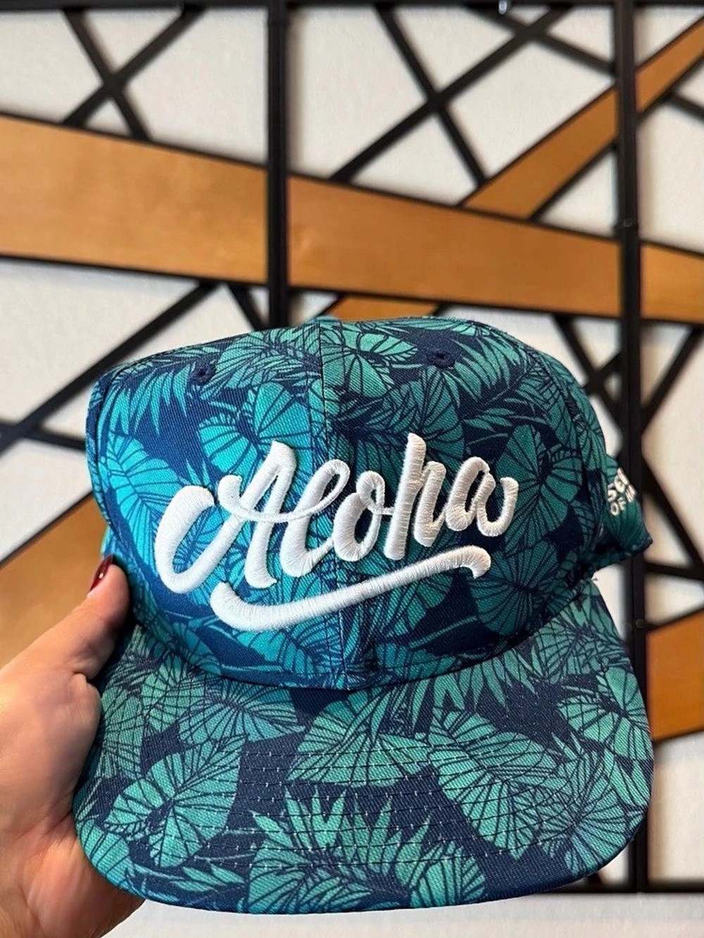 Aloha Tropical Floral Snapback Hat in Blue & Green